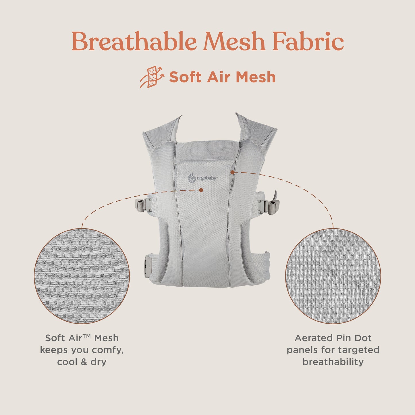 Ergobaby Embrace SoftAir Mesh , 0-1 Yaş ve 3 Farklı Taşıma Pozisyonlu Yeni Doğan Kangurusu (Soft Grey)