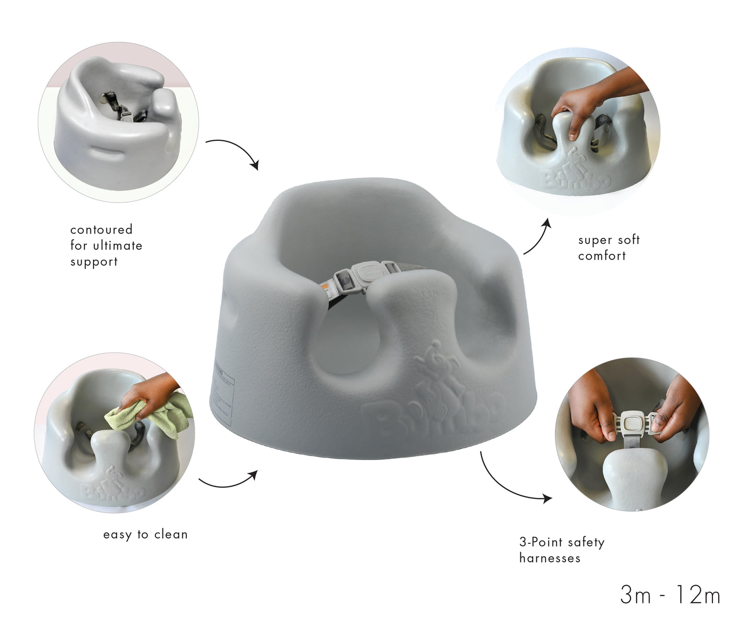 Bumbo Floor Seat , 03-12 Aylık Bebekler için Koltuk (Hemlock)