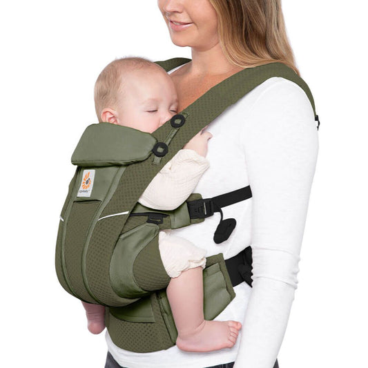 Ergobaby Omni Breeze SoftFlex Mesh , 0-4 Yaş , 4 Taşıma Pozisyonlu Ergonomik Kanguru , Yeni Doğan ve Küçük Çocuklar için (Olive Green)